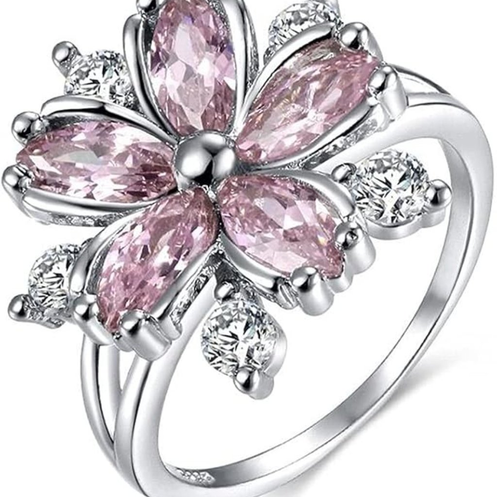 925 Sterling Silver Cherry Zircon Moissanite Aaa Zircon Diamond Ring Pink Ver
